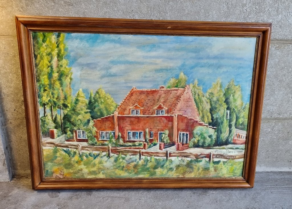 Schilderij Ledderhof T. Meulders 1981, Antiek en Kunst, Ophalen, Doek, Realistisch, Gedateerd