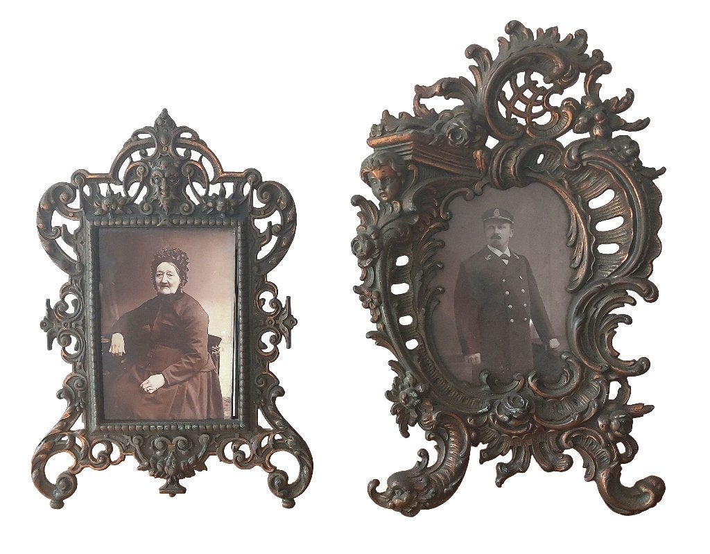 CADRES PHOTO VINTAGE EN MÉTAL EN BRONZE, Antiquités & Art, Enlèvement ou Envoi