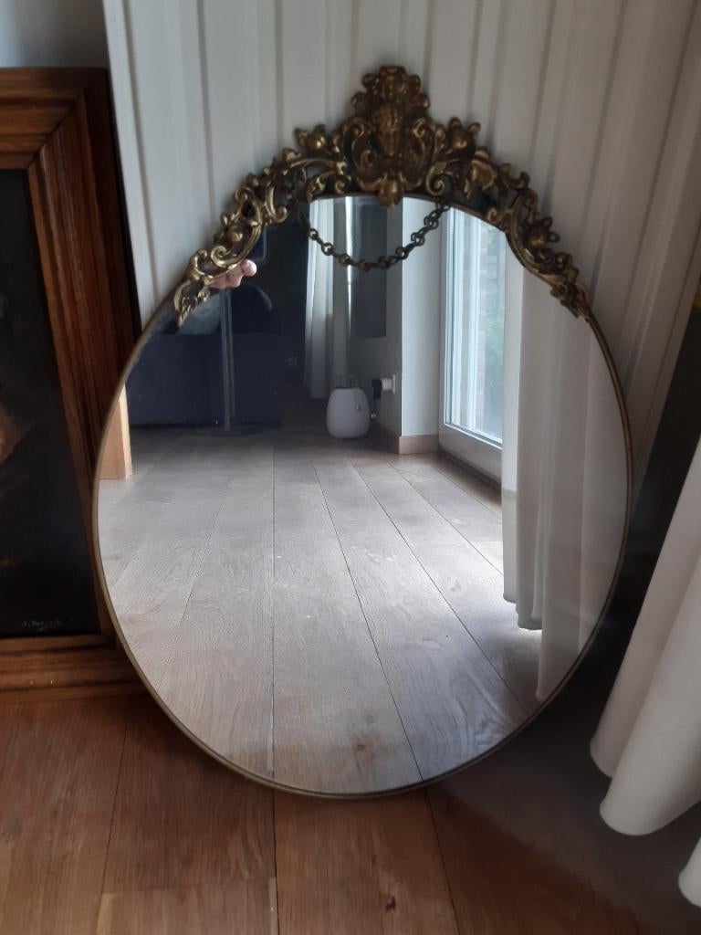 Spiegel goudkleurig, Enlèvement, Ovale, Moins de 50 cm, Moins de 100 cm