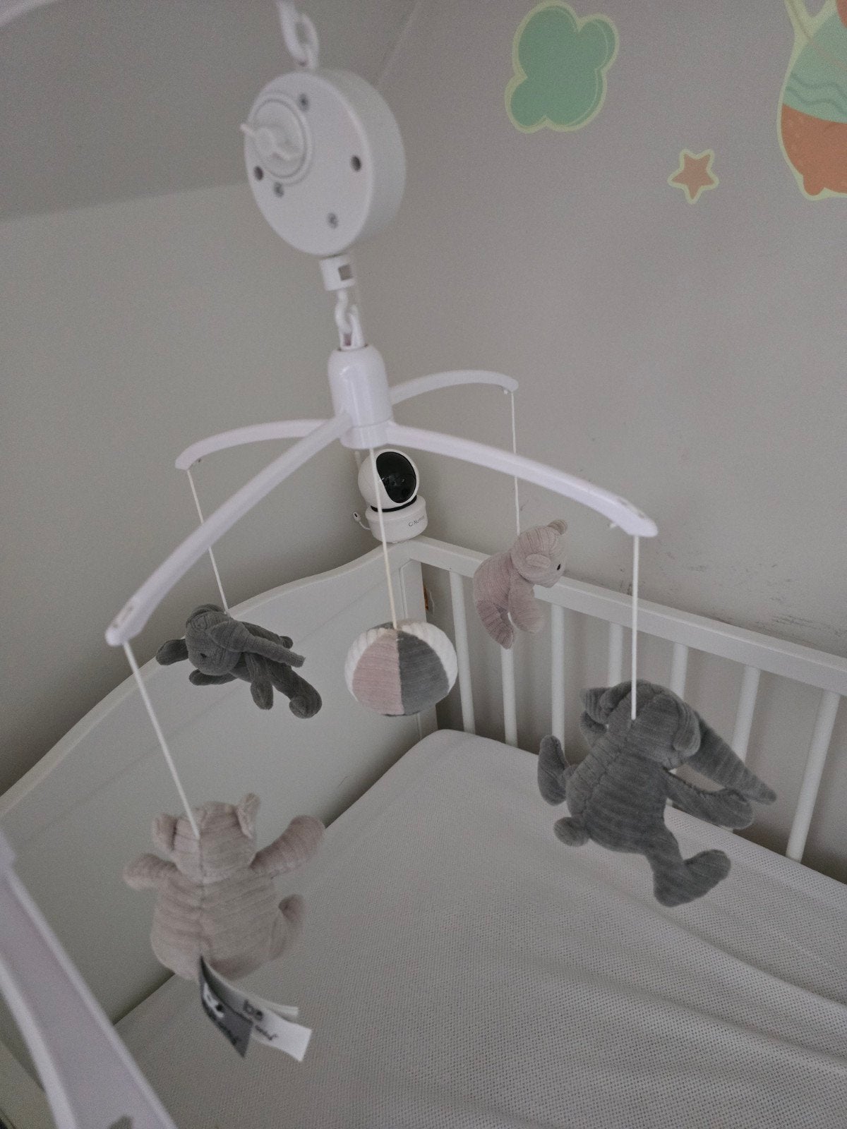 ​Baby's Only Muziekmobiel - Teddy / Pluche (Grijs/Wit), Kinderen en Baby's, Grijs, Ophalen of Verzenden, Mobiel