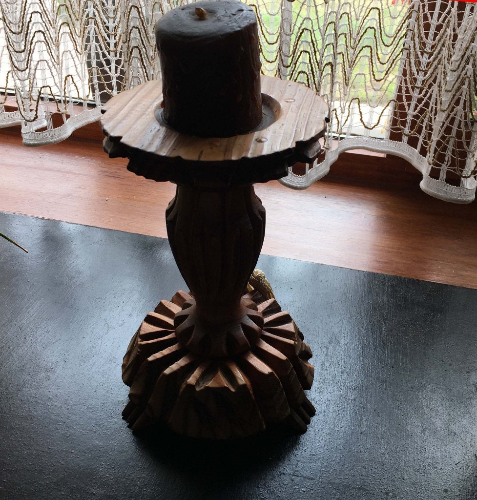 nouveau bougeoir en bois sculpté + bougie - parf.état, Neuf, Enlèvement ou Envoi, Autres types, Multicolore