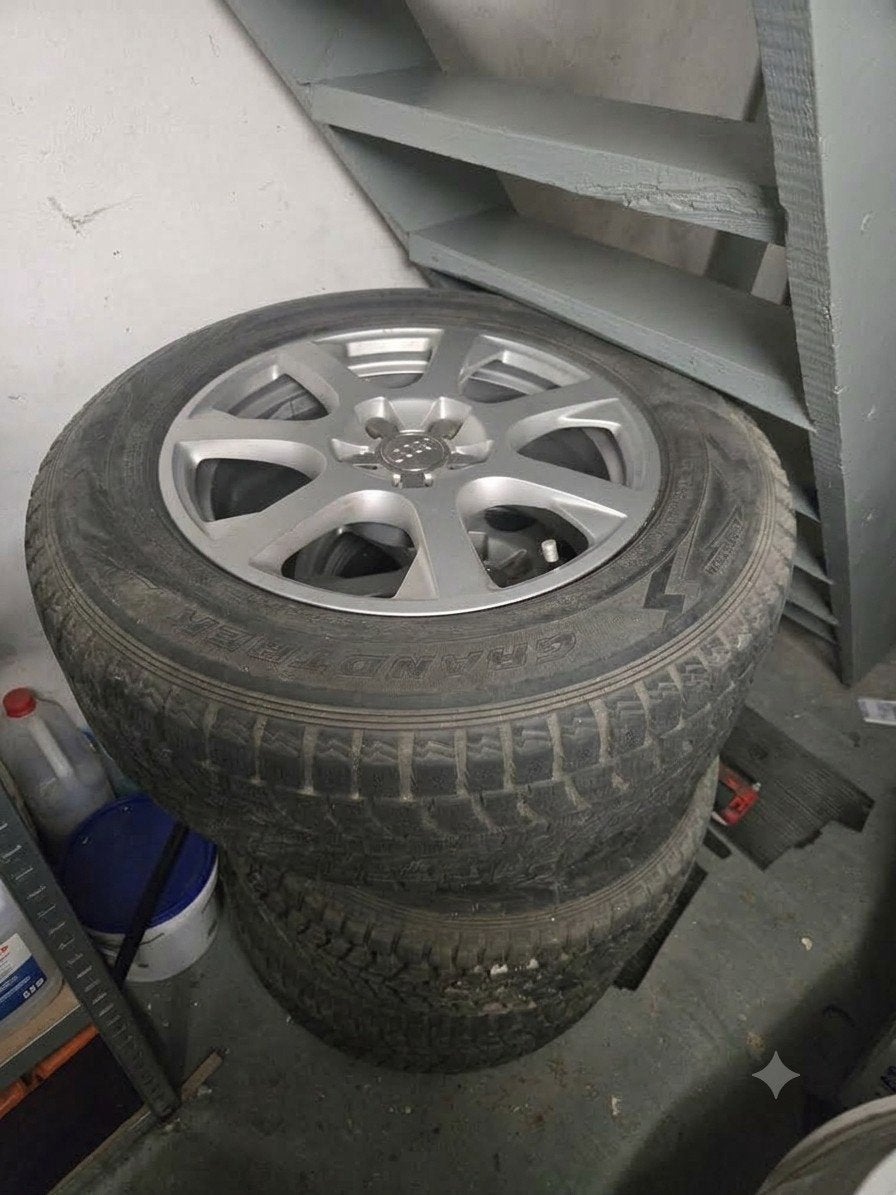 4 Originele Audi Velgen 17" met Dunlop GRANDTREK SJ6 Wint, Auto-onderdelen, Ophalen, 17 inch, Winterbanden, Band(en)