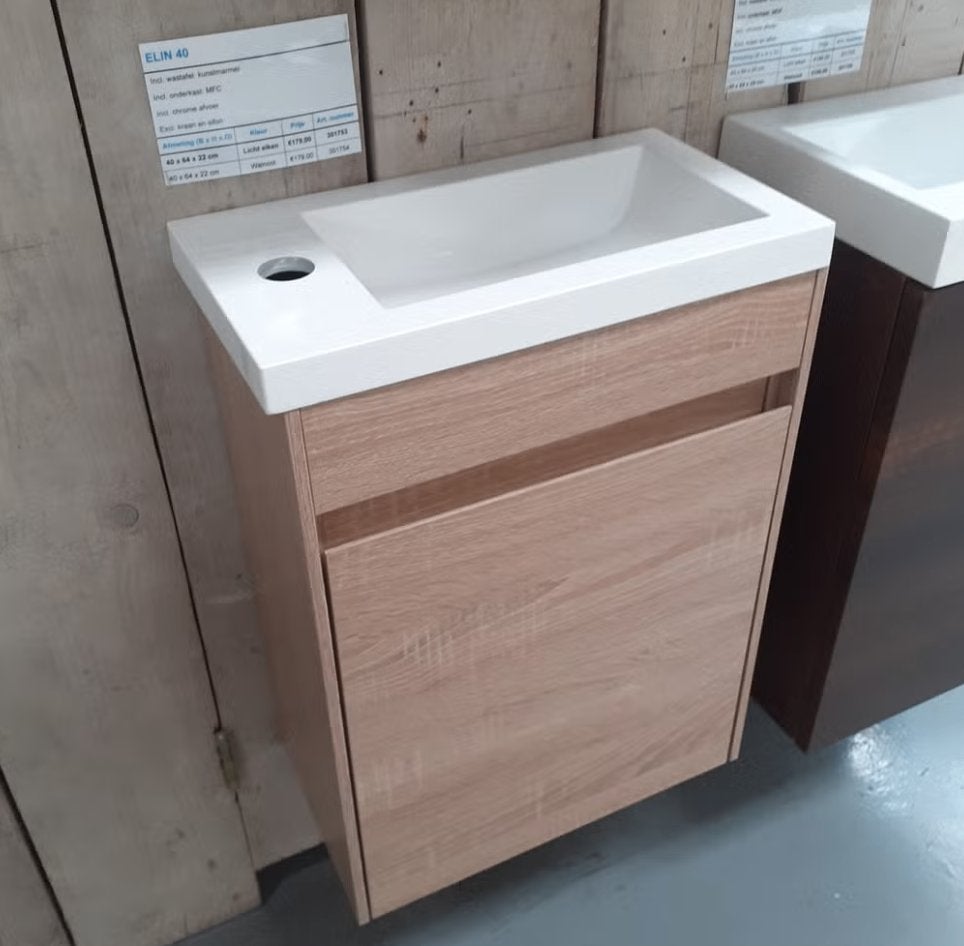 Toiletmeubel, licht eiken, wastafel + onderkast, Elin 40, Enlèvement ou Envoi, Neuf