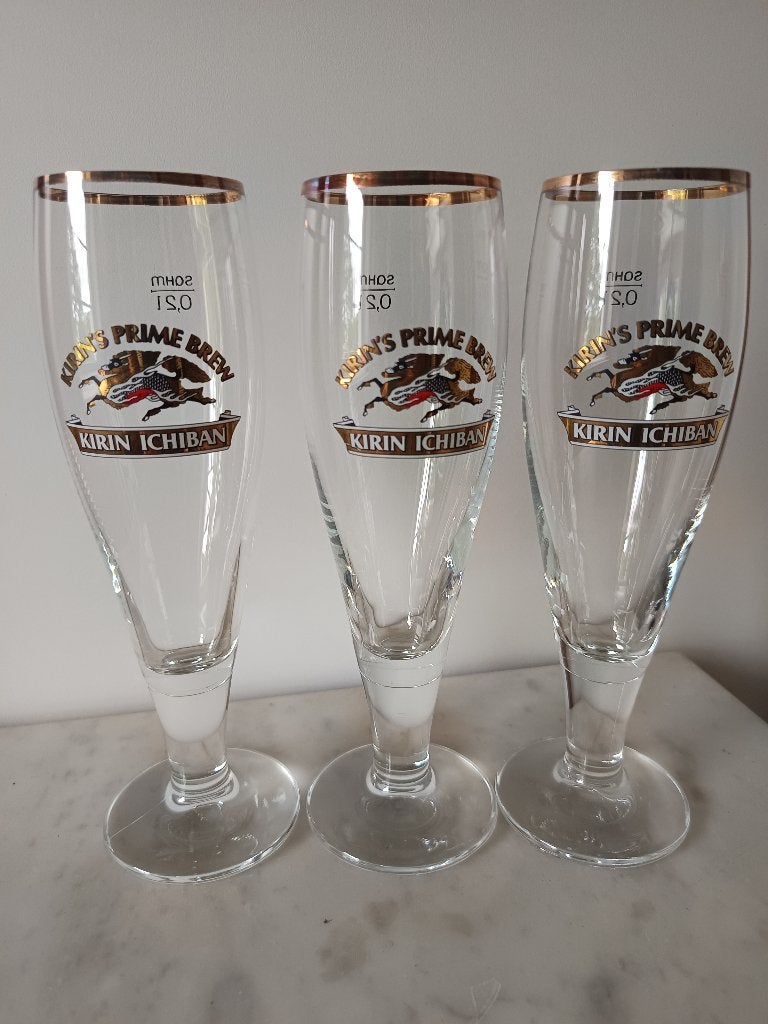 3 bierglazen kirin ichiban, Collections, Verres & Petits Verres, Envoi, Comme neuf, Verre à bière