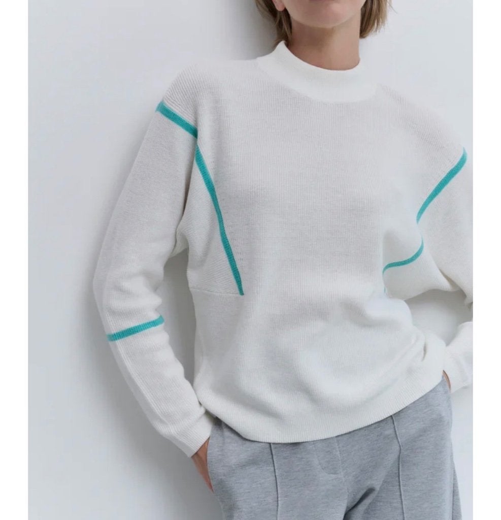 Trui yaya wit turquoise, Vêtements | Femmes, Enlèvement ou Envoi, Taille 36 (S), Comme neuf, Yaya