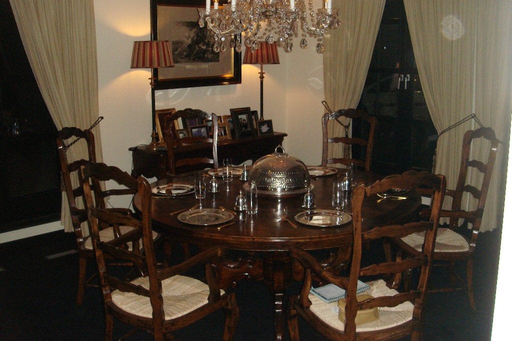 ZEER EXCLUSIEVE RONDE TEAK EETTAFEL TAFEL 180 met PARKETBLAD, Ophalen, Nieuw, Landelijk, 8 stoelen of meer