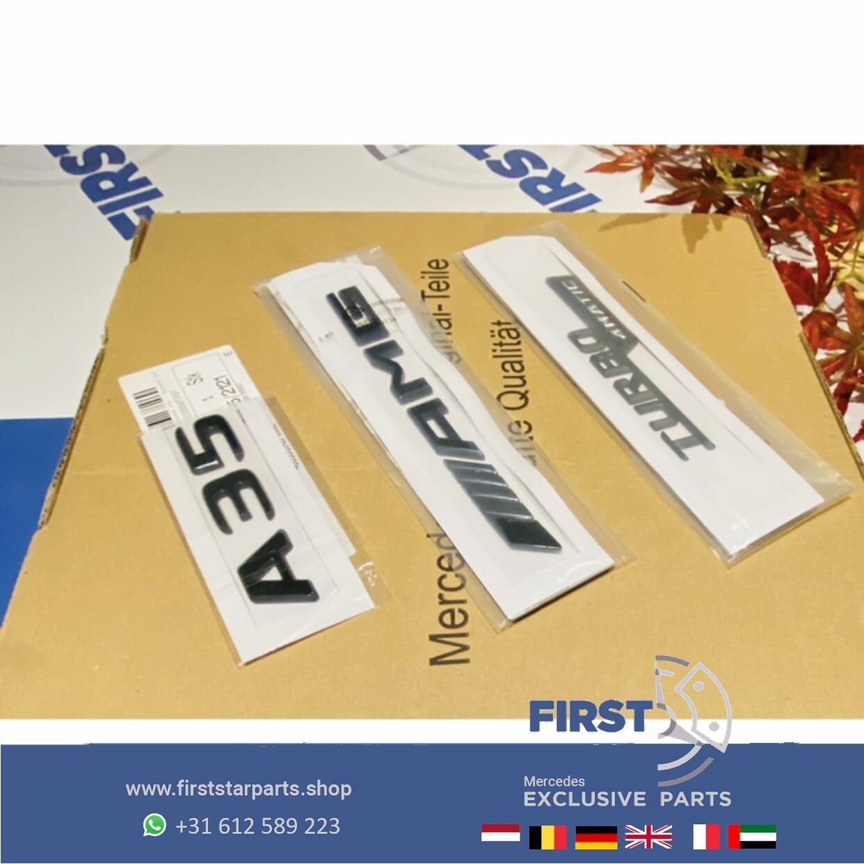 W177 A35 AMG LOGO SET ZWART EMBLEMEN SET Mercedes A KLASSE 3, Gebruikt, -, Ophalen of Verzenden, -