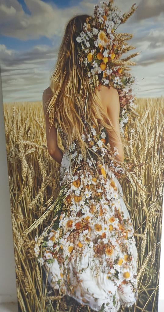 ANNE DIAS / FIELDS OF GRACE / PRINT CANVAS 195x95cm CHASSIS, Signé, Enlèvement