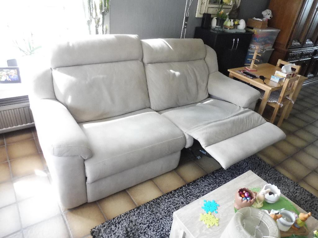 salon beige 2 zit en 3 zit relax, Huis en Inrichting, Ophalen, Zo goed als nieuw, Rechte bank, Vierpersoons of meer