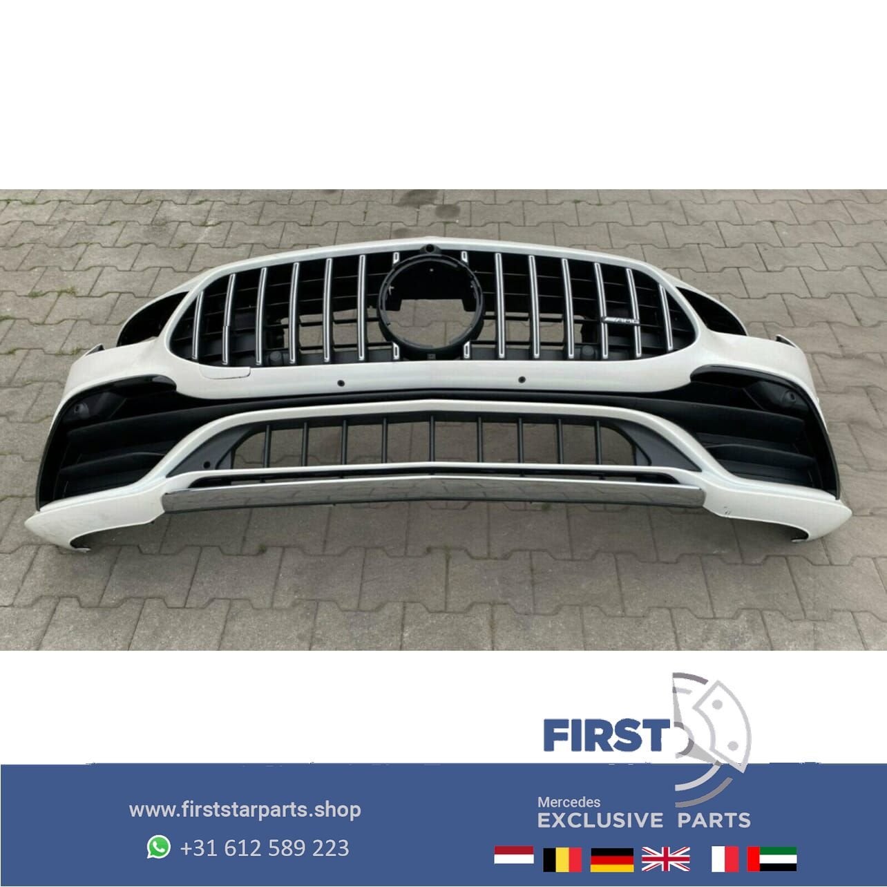 X290 W290 GT 43 53 4 DOORS COUPÉ AMG VOORBUMPER WIT COMPLEET, Gebruikt, -, Voor, Ophalen of Verzenden
