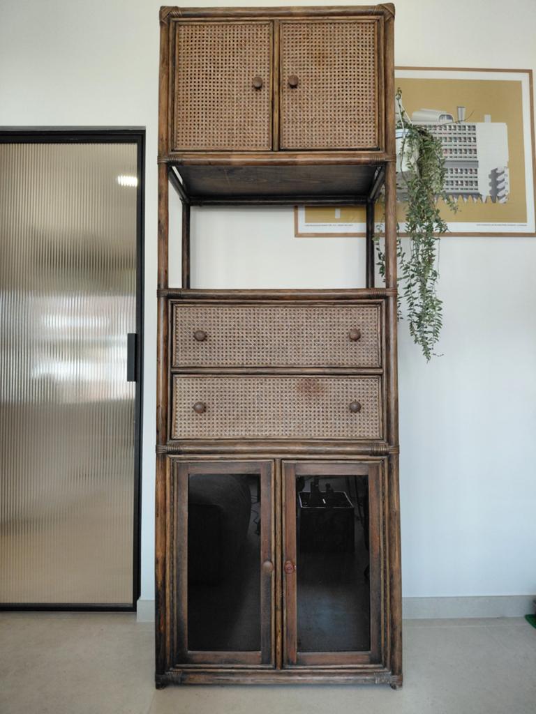 Kasten bamboe en rotan vintage, Huis en Inrichting, Ophalen, Gebruikt, Overige houtsoorten