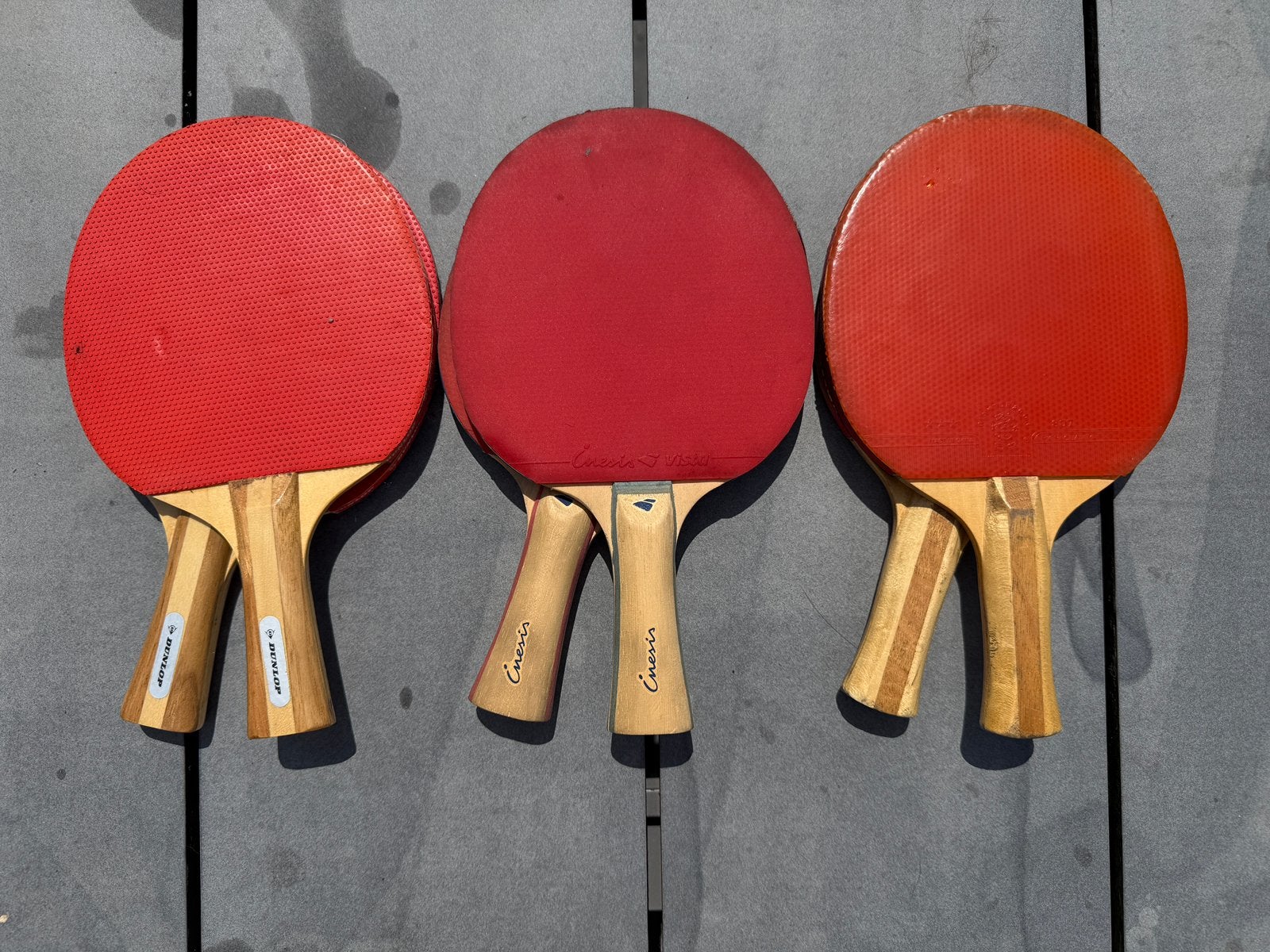 3 sets intacte ping pong paletten, Sport en Fitness, Tafeltennis, Ophalen, Zo goed als nieuw