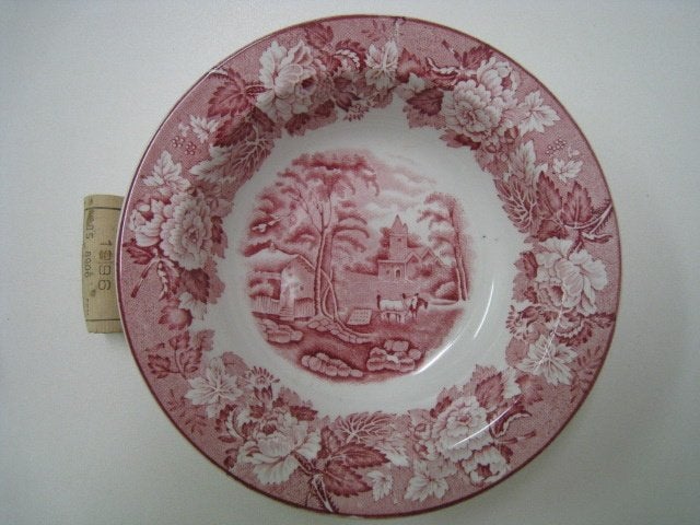 Bol blanc et rouge, décor anglais d'Enoch Woods, Collections, Porcelaine, Cristal & Couverts, Enlèvement