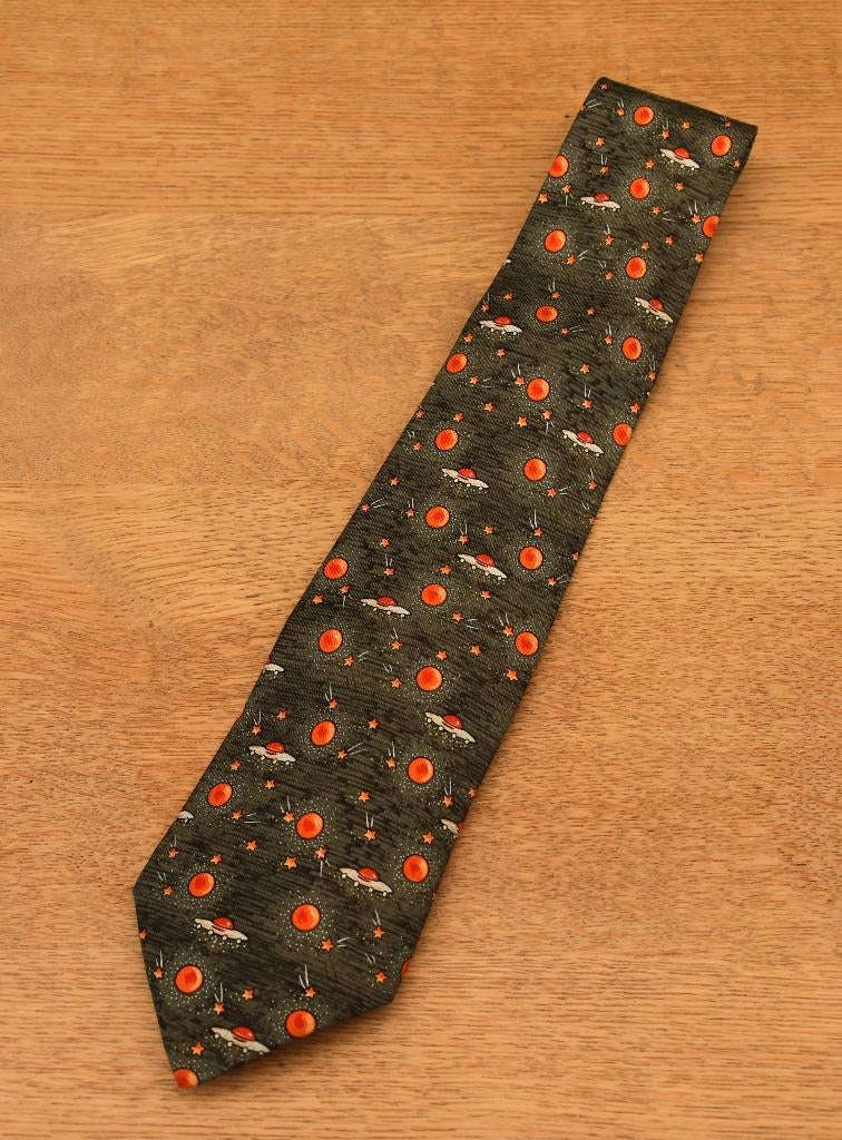 Hermès das - groen met UFO-motief - 100% zijde, Ophalen, Andere, Zo goed als nieuw, Met patroon