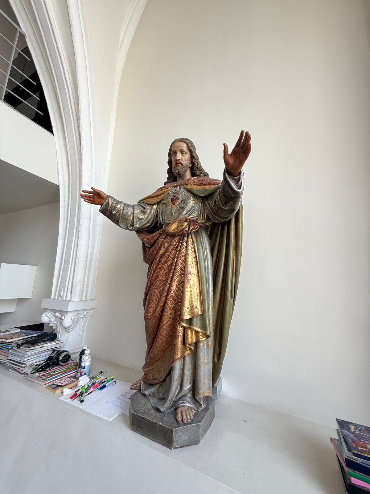 Grande statue ancienne Sacré-Cœur de Jésus –  160 cm, Enlèvement