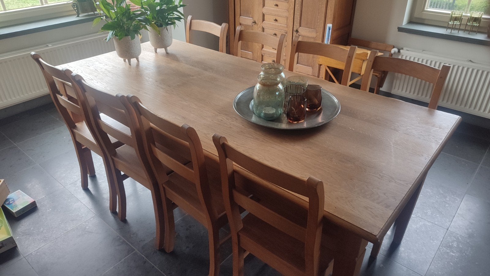 eiken eettafel met 8 stoelen, Enlèvement