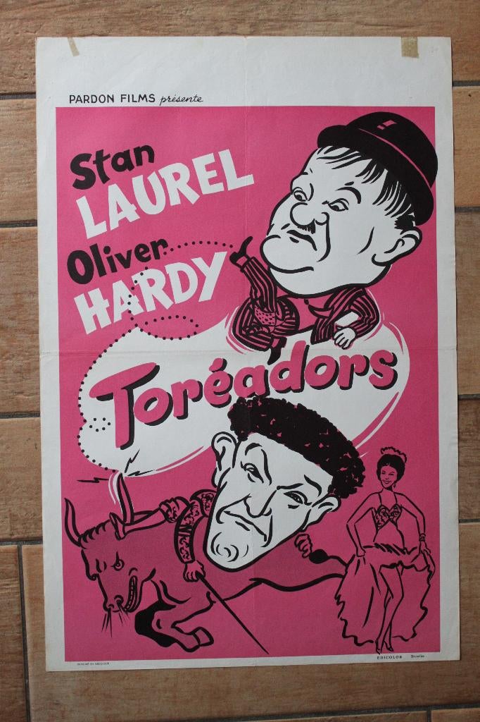 filmaffiche Laurel and Hardy Bullfighters filmposter, Collections, Posters & Affiches, Comme neuf, Cinéma et TV, A1 jusqu'à A3