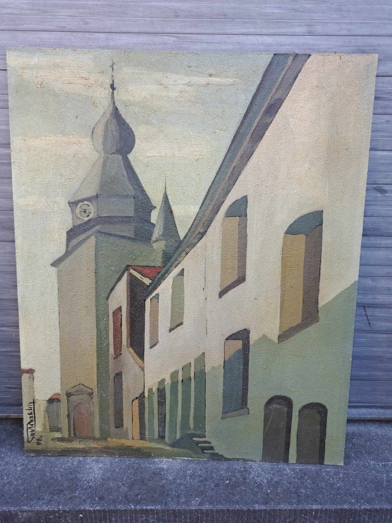 huile sur panneau eglise signe timmermans 76, Ophalen of Verzenden, Paneel