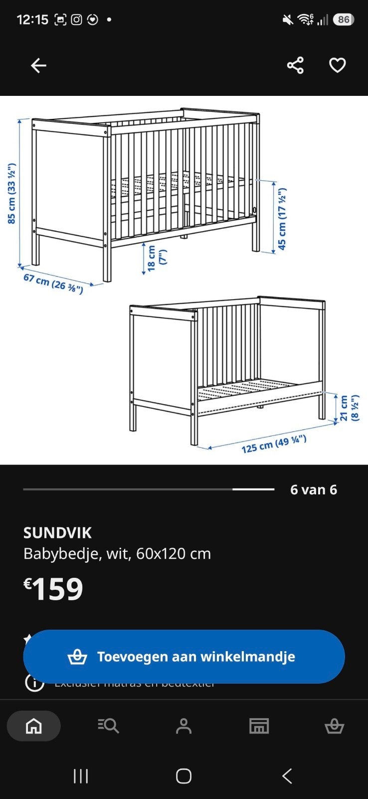Ikea Sundvik babybed / ledikant / co-sleeper, Enlèvement, Utilisé, Lit