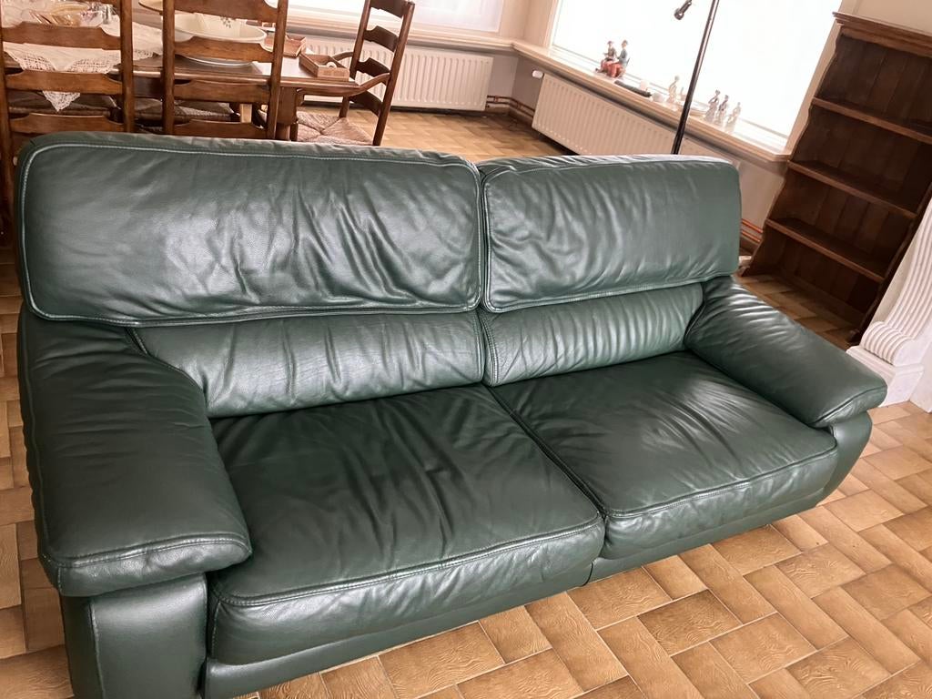 Lederen salon, Huis en Inrichting, Zetels | Zetels, Ophalen, Gebruikt, Overige maten, Klassiek