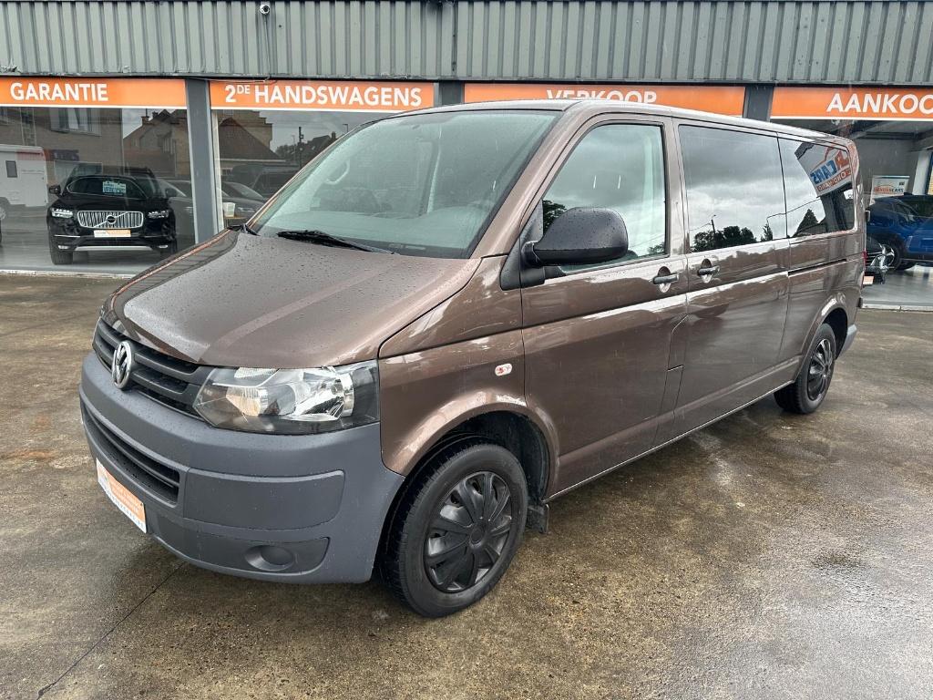 Vw Transporter, 2.0TDI, 2012, 121.969km,dubbelcabine+Keuring, Auto's, Navigatiesysteem, Euro 5, Bruin, Diesel