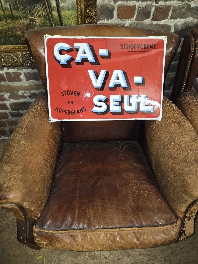 2 anciennes en émail. Ca VA Seul (ancienne publicité), Enlèvement ou Envoi, Maison et Meubles