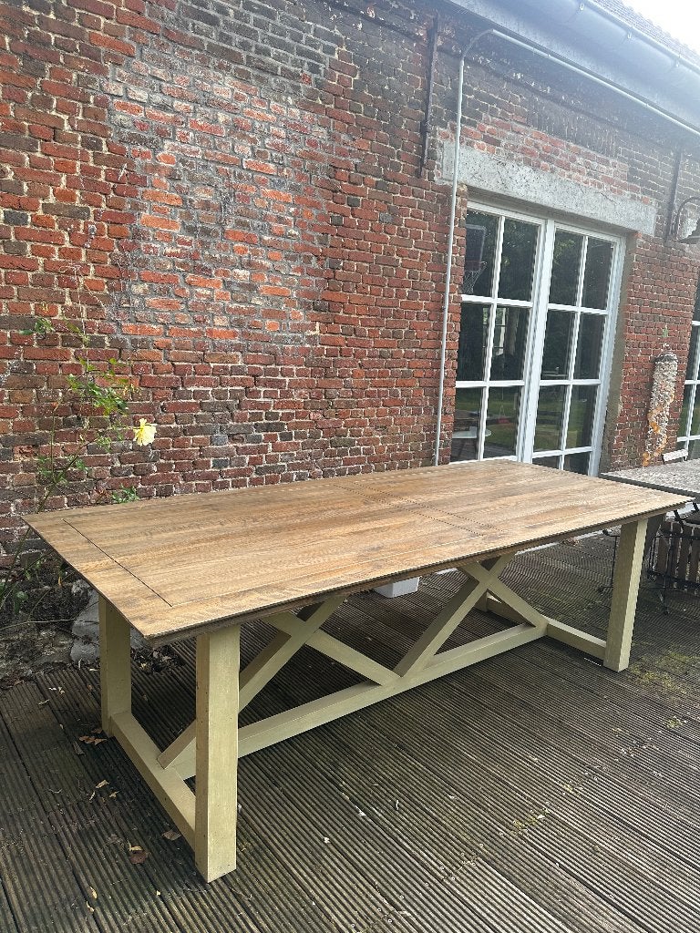 Landelijke houten tafel 240 x 100 cm, Ophalen, Gebruikt, 100 tot 150 cm, 200 cm of meer