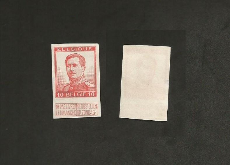 Timbre 123 Roi Albert Ier 1912 Non dentelé, sans gomme, Envoi, Sans gomme