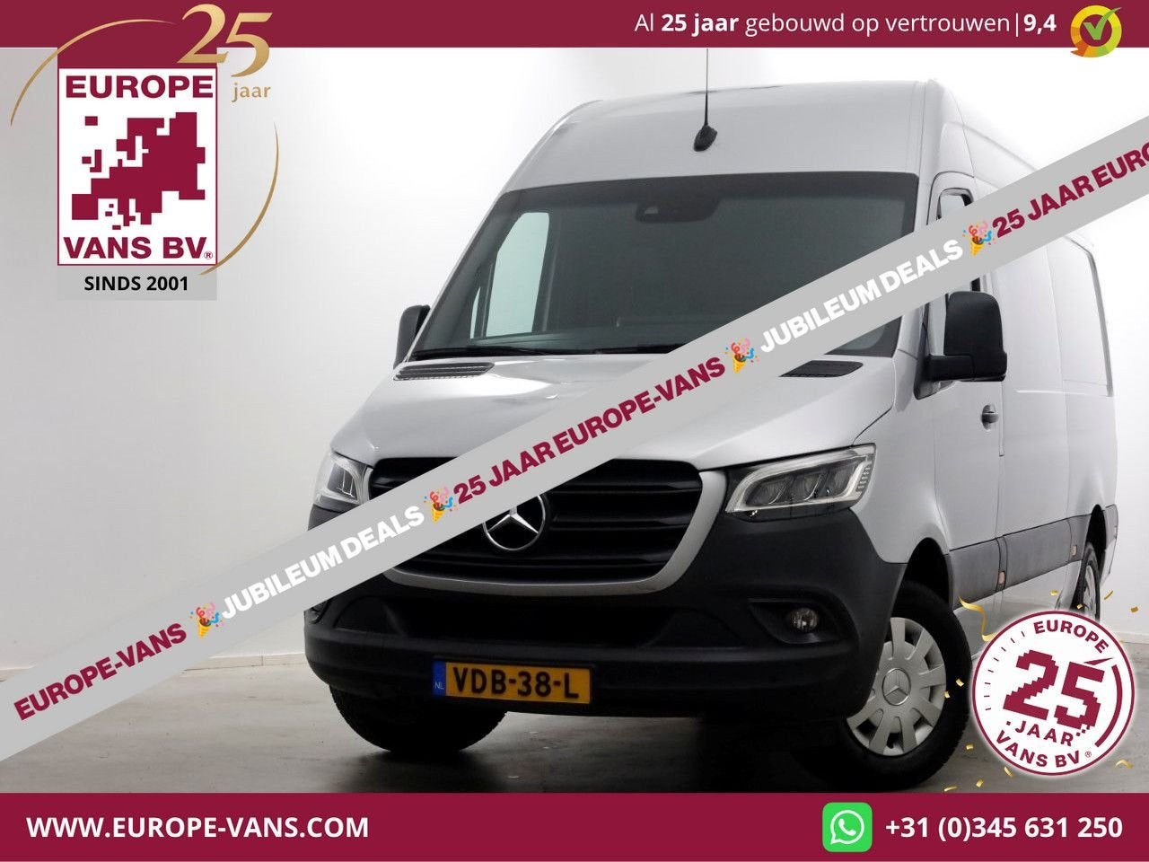Mercedes-Benz Sprinter 319 CDI 3.0 V6 190pk E6 L2H2 7G Autom, Autos, Camionnettes & Utilitaires, Argent ou Gris, Achat, Entreprise