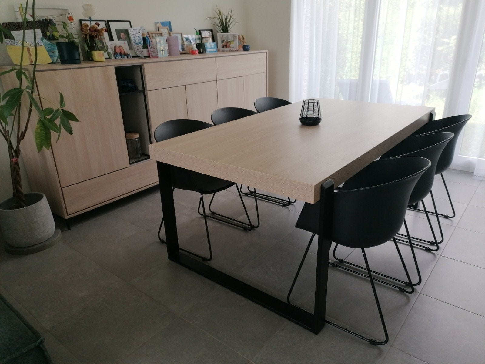 eettafel met 6 kuipstoelen, 150 à 200 cm, Cinq personnes ou plus, Comme neuf, Enlèvement