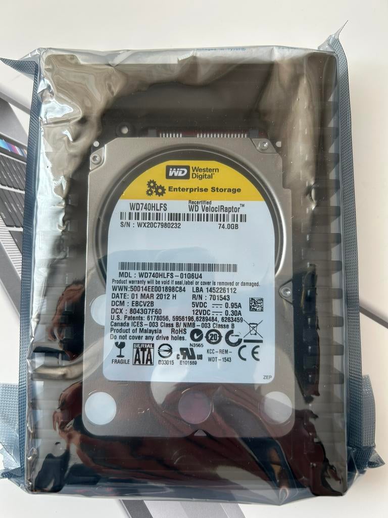 Nieuw WD VelociRaptor 74gb 10.000rpm WD740HLFS, Computers en Software, Harde schijven, Intern, Nieuw, Ophalen of Verzenden, 74gb