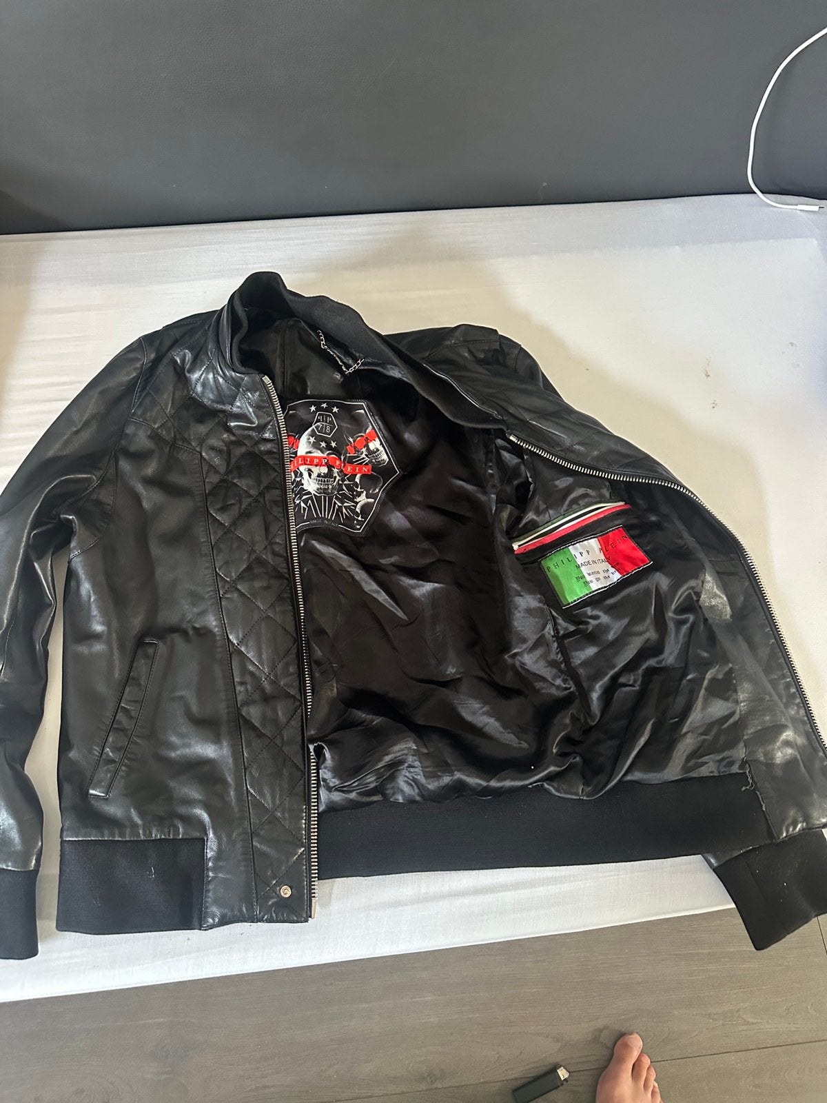 Leren jack philip plein, Kleding | Heren, Ophalen, Zo goed als nieuw
