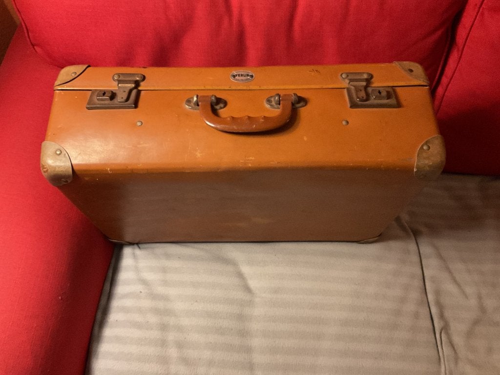 Valise vintage brune, 35 à 45 cm, Enlèvement, Utilisé, Cuir