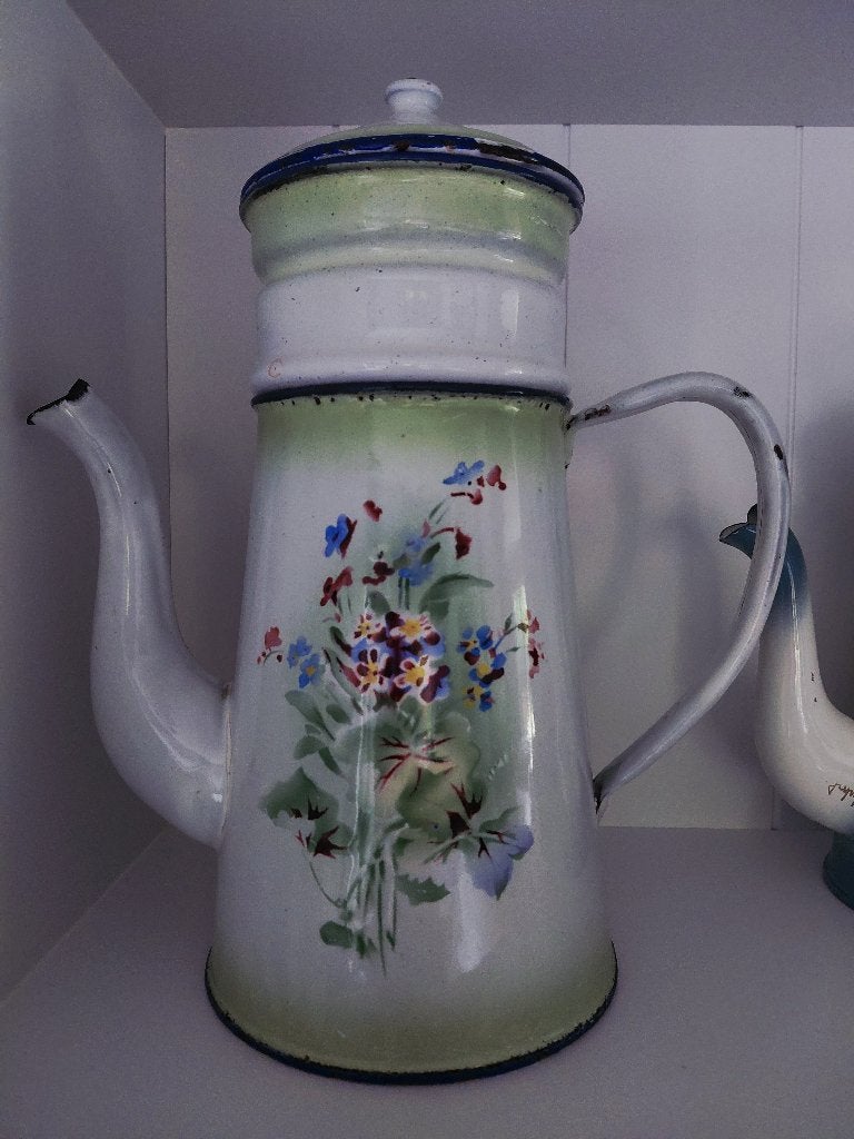 Oude Franse emaille koffiekan, Antiek en Kunst, Ophalen of Verzenden