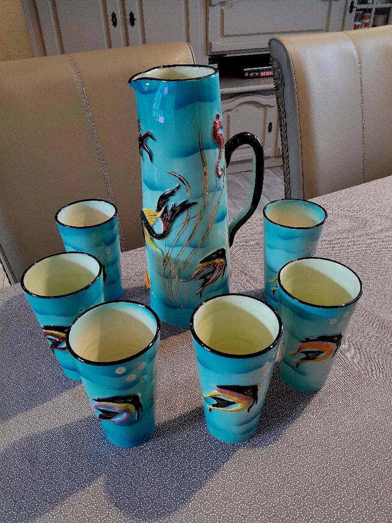 Cerdazur Monaco H.B Carafe + 6 Gobelets Année 60'  Rare, Enlèvement ou Envoi