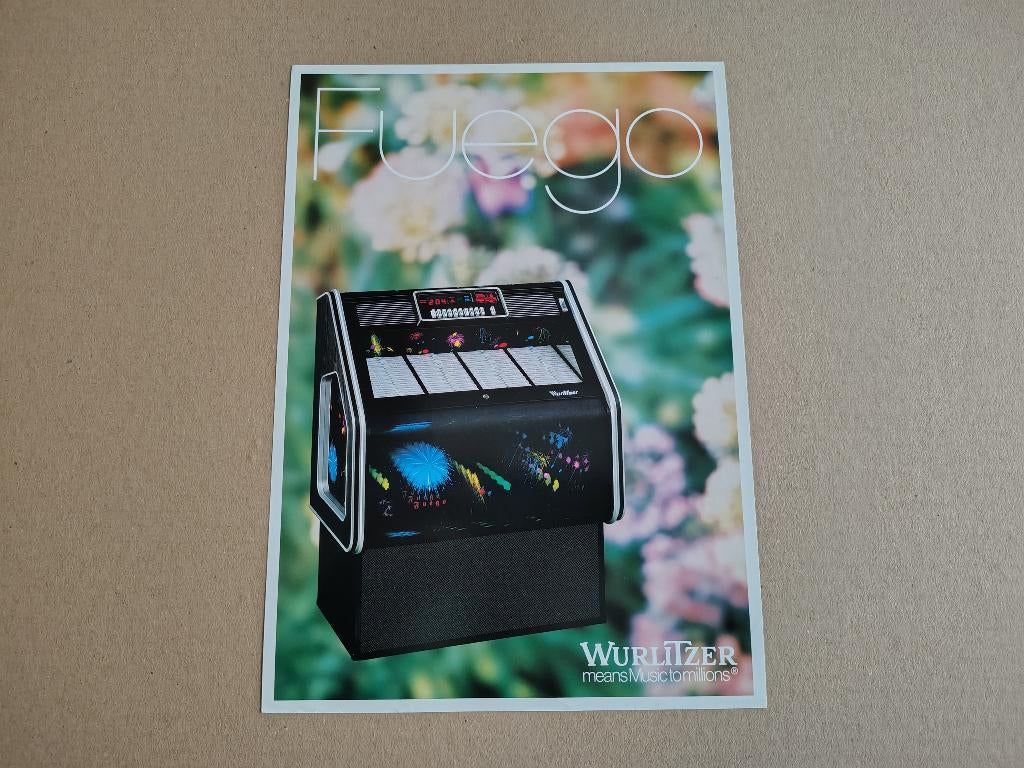 Flyer: Wurlitzer Fuego (1986) jukebox, Verzamelen, Verzenden, Wurlitzer
