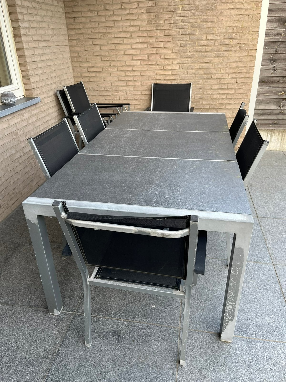 Tuinset tafel met 8 stoelen, Tuin en Terras, Ophalen, Gebruikt, Aluminium, 8 zitplaatsen
