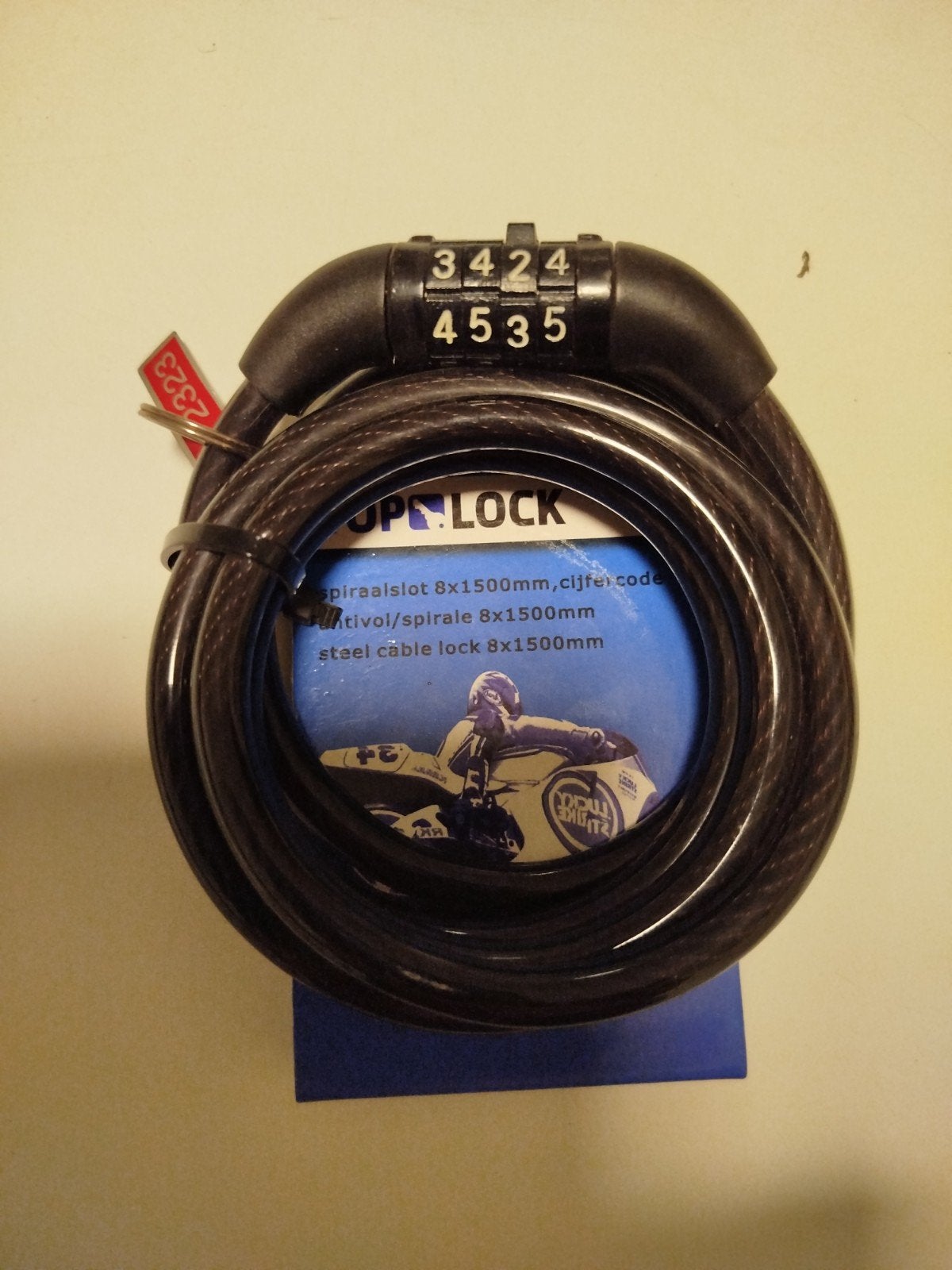 Serrure à spirale avec code numérique 8x1500mm, Vélos & Vélomoteurs, Enlèvement ou Envoi