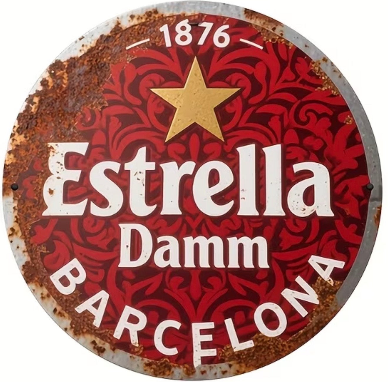 Panneau en métal Estrella Damm - rétro vintage mancave, Enlèvement ou Envoi, Neuf, Panneau, Plaque ou Plaquette publicitaire, Autres marques