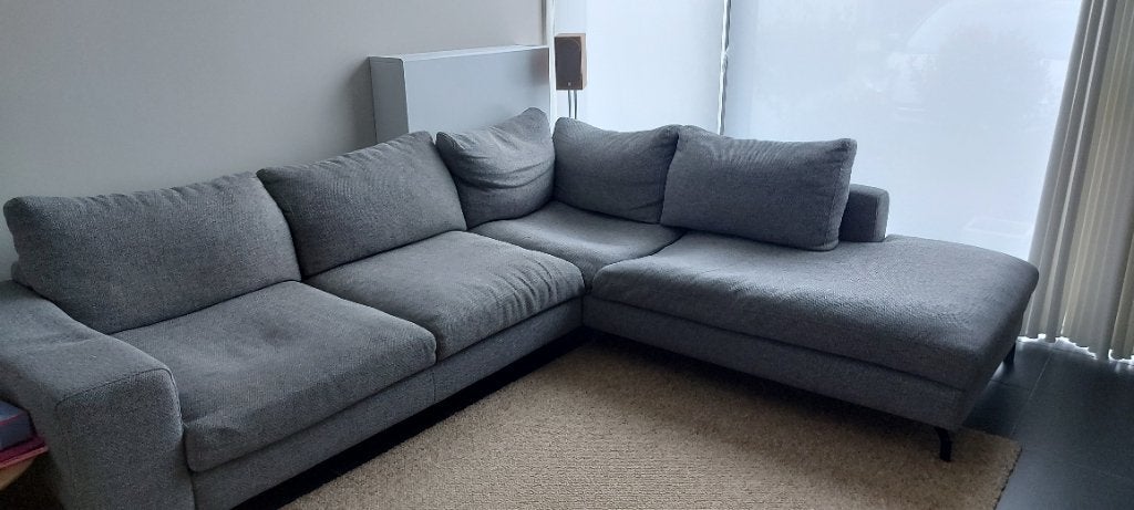 Donkergrijze hoekzetel, Ophalen, 250 tot 300 cm, Gebruikt, Hoekbank