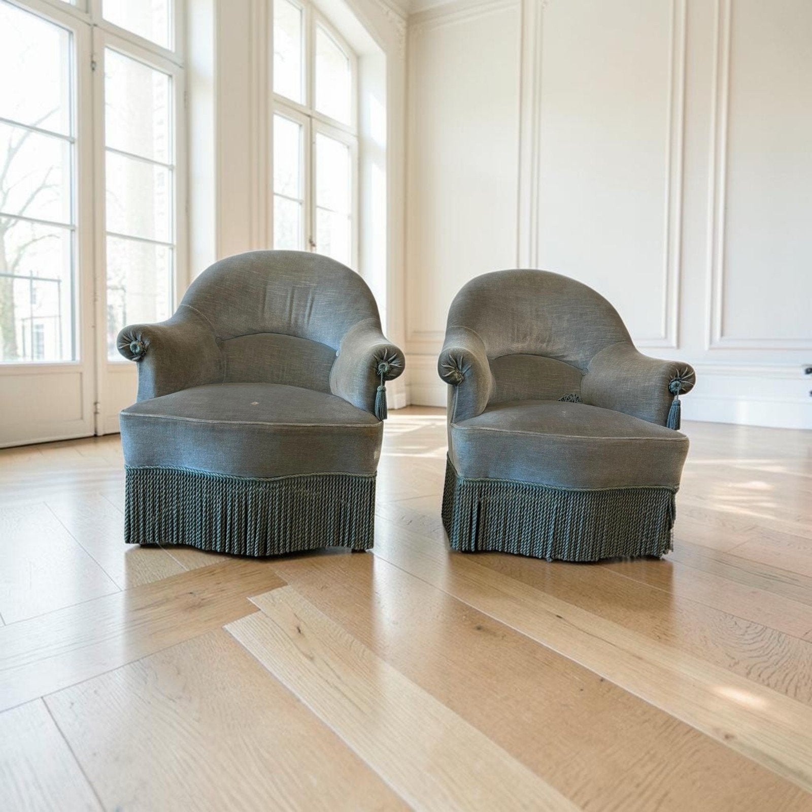 set van 2 vintage crapaud fauteuils/eenzitten :opmaakproject, Ophalen