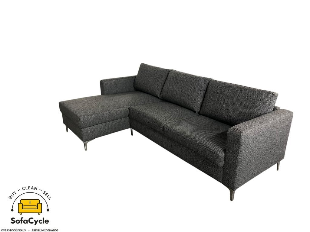 Hoekzetel donkergrijs compact 248 cm, links – nieuw, Gebruikt, Stof, Zonnestraat 223-229, 9600 Ronse, België, Info@sofacycle.be