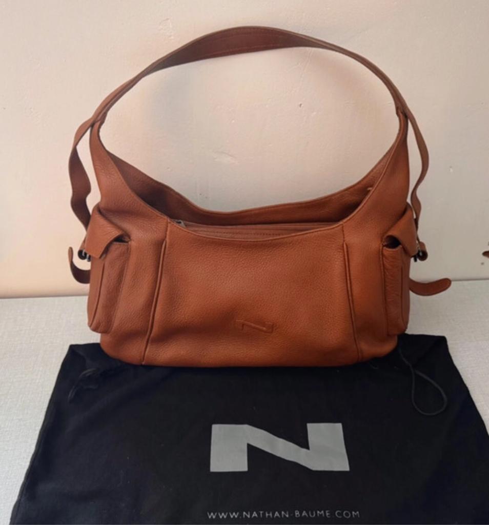Prachtige Nathan- Baume schouder handtas cognac kleur leer, Handtassen en Accessoires, Tassen | Damestassen, Ophalen of Verzenden