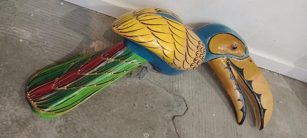 Grand Toucan Artisanal Papier Mâché 70cm - Déco Exotique, Oiseau, Fait main, 50 - 100 cm, Enlèvement
