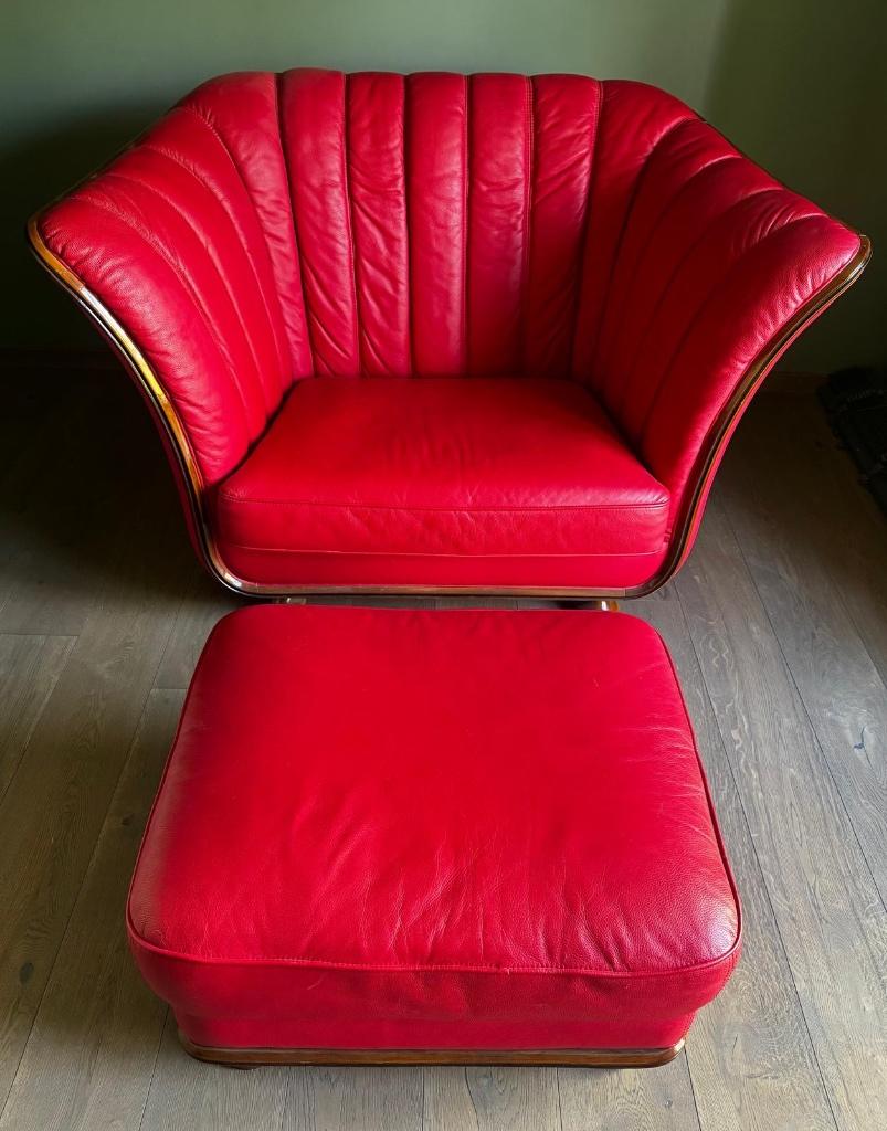 Design chair met poef, Antiek en Kunst, Ophalen