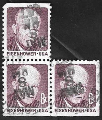 3 Postzegels USA 1971 Dwight D. Eisenhower, Enlèvement ou Envoi, Affranchi, Amérique du Nord