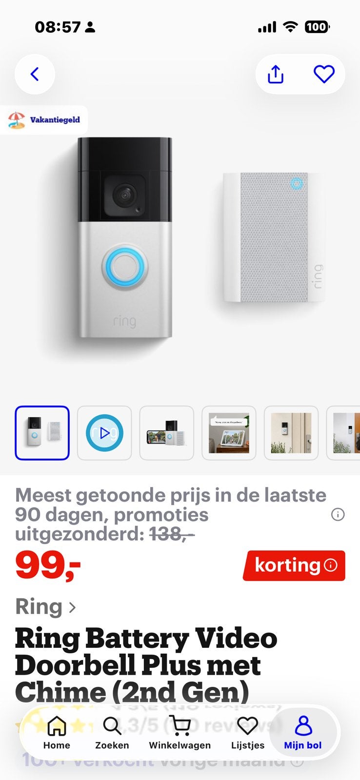 Ring battery deurbel en Chime, Huis en Inrichting, Deurbellen, Zo goed als nieuw, Ophalen of Verzenden