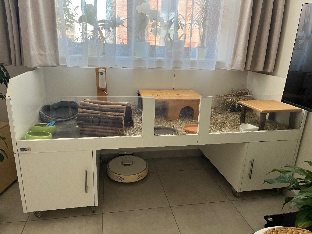 Cage/Enclos cochon d’Inde sur roulettes +espace de rangement, Dieren en Toebehoren, Knaagdieren en Konijnen | Hokken en Kooien
