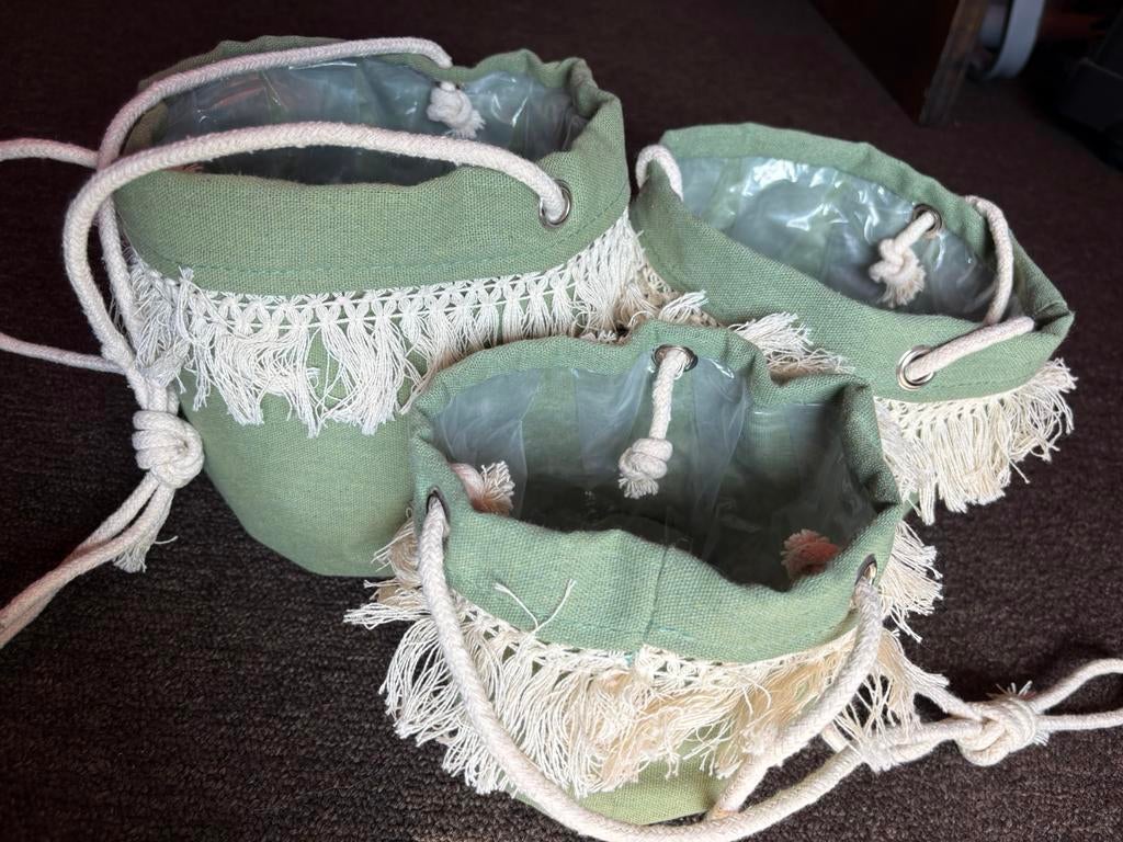 Stoffen plantenmandjes, 3st, Ophalen of Verzenden