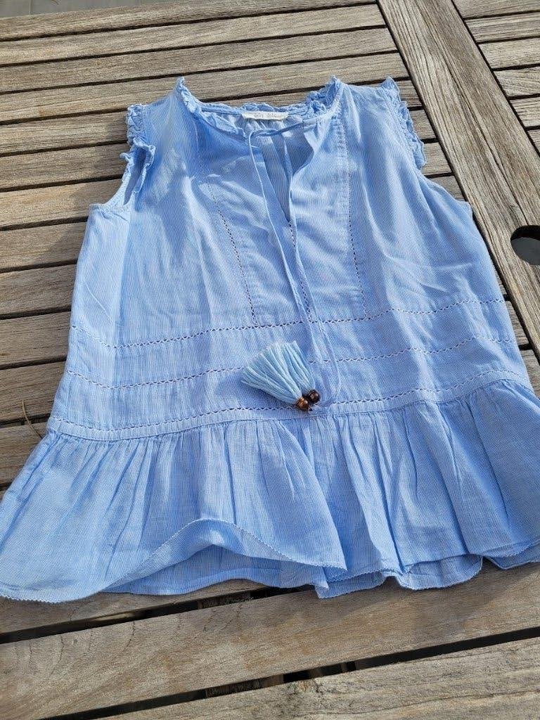 chemisier bleu clair petit, Enlèvement ou Envoi, Taille 36 (S), Comme neuf, Bleu